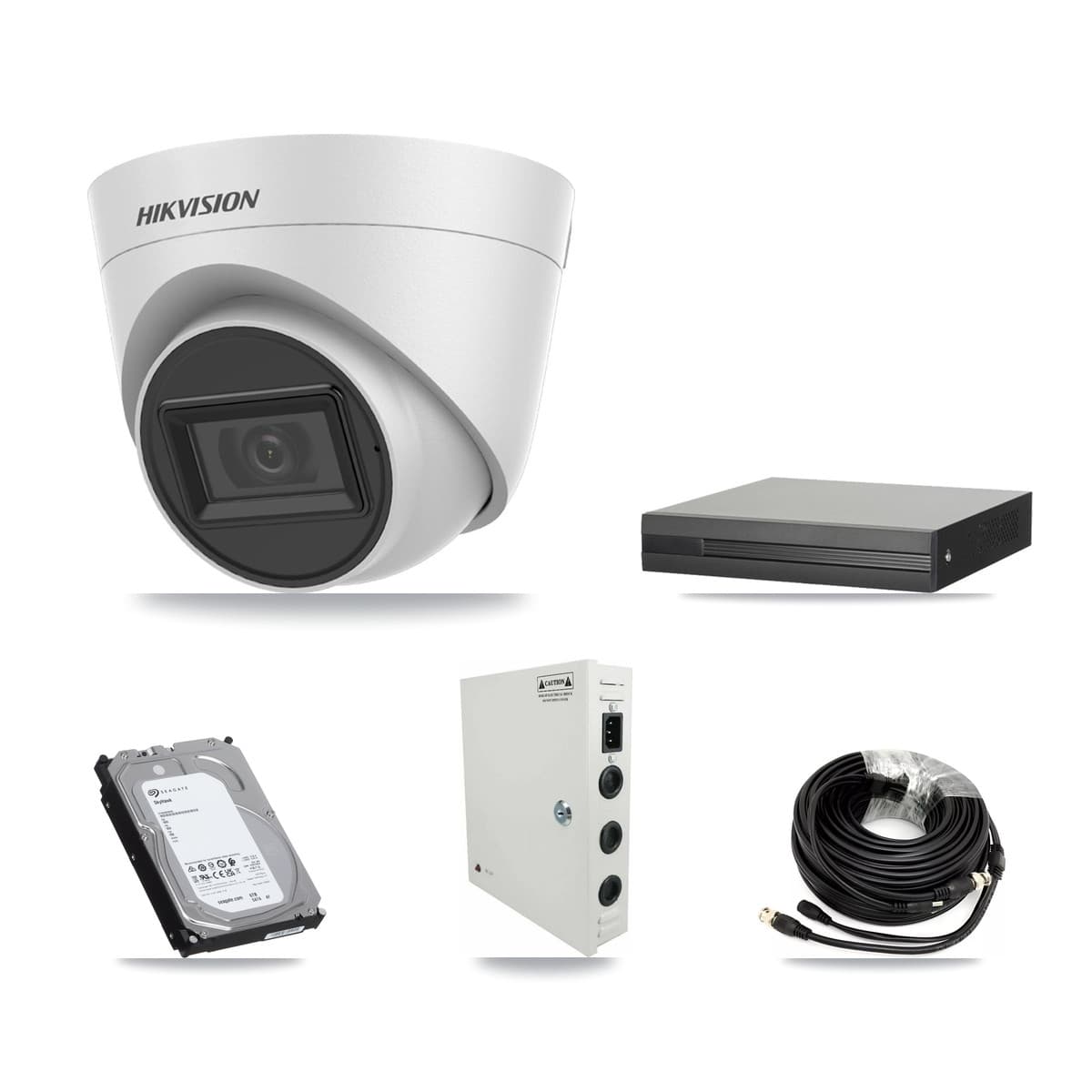 Hikvision 16-Channel 5MP CCTV Kit — 16 White Turret Cameras + 6TB Recording (XVR-3116HS Recorder)