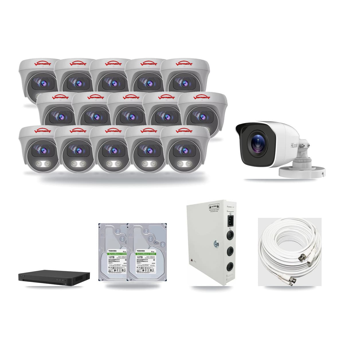 32-Channel 4MP – 5MP CCTV Kit — 1 4MP Bullet + 15 5MP Cameras + 2× 10TB Recording - Image 1