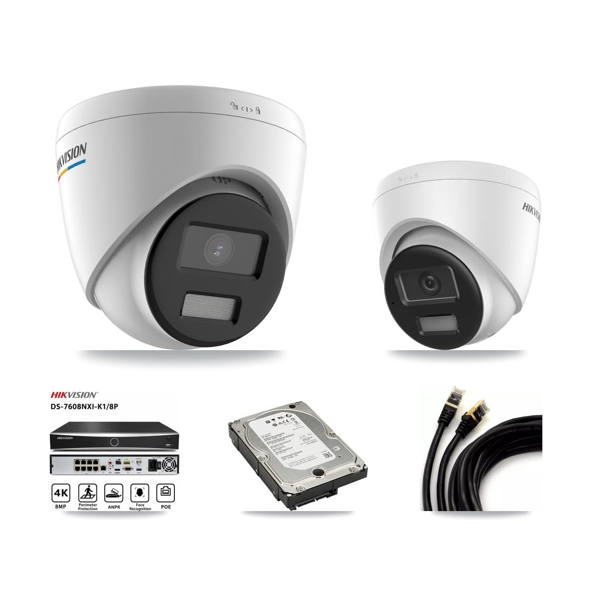 Hikvision 8-Channel 2MP – 4K CCTV Kit — 4 2MP + 1 4K Turret Cameras + 5TB Recording