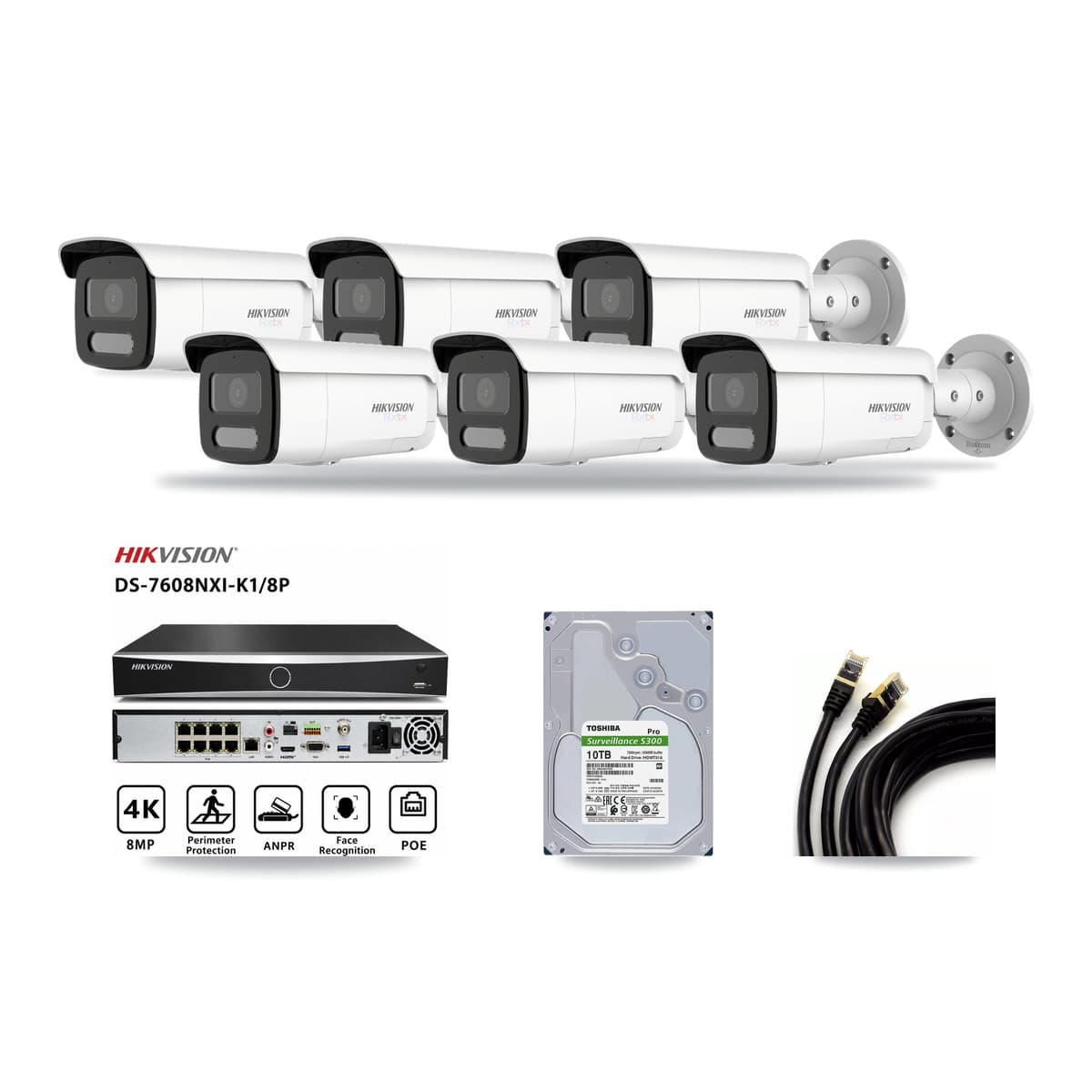 Hikvision 8-Channel 4MP – 4K CCTV Kit — 1 4MP + 5 4K Bullet Cameras + 10TB Recording - Image 1