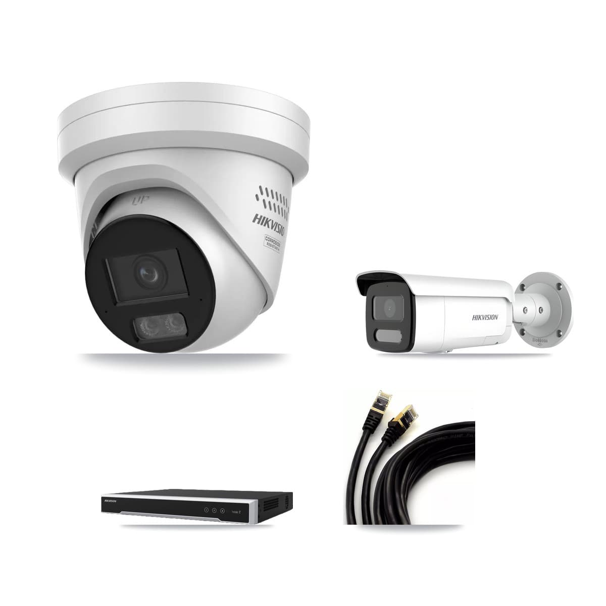 Hikvision 8-Channel 4MP CCTV Kit — 1 Turret + 1 Bullet Cameras + 3TB Recording (DS-7608NI-M2 Recorder)