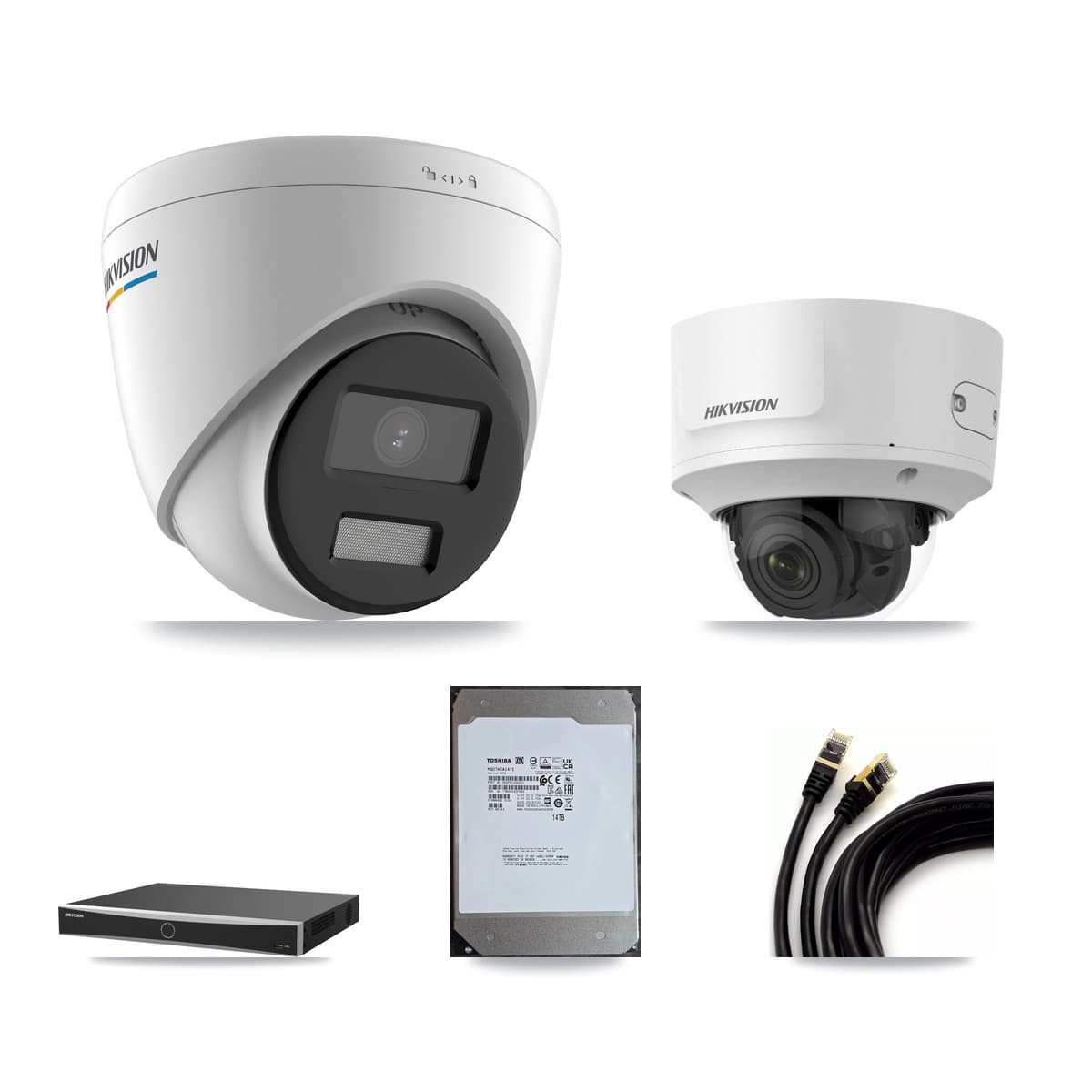 Hikvision 16-Channel 2MP CCTV Kit — 15 Turret + 1 Dome Cameras + 14TB Recording (DS-7616NXI Recorder)