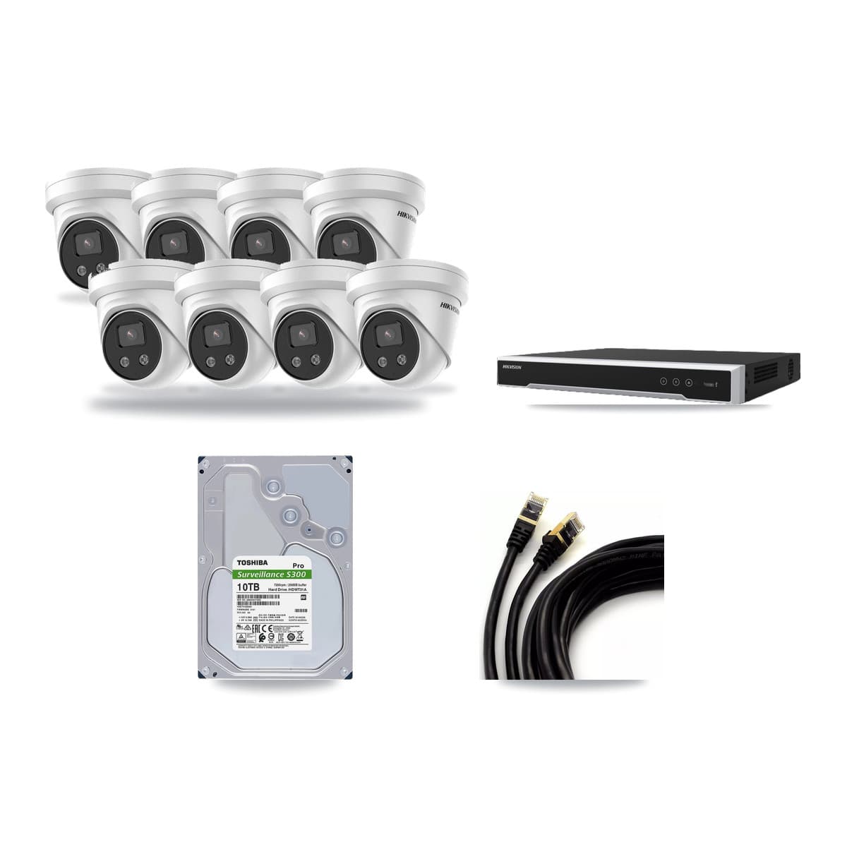 Hikvision 16-Channel 5MP CCTV Kit — 8 Turret Cameras + 10TB Recording (DS-7616NI-M2 Recorder) - Image 1