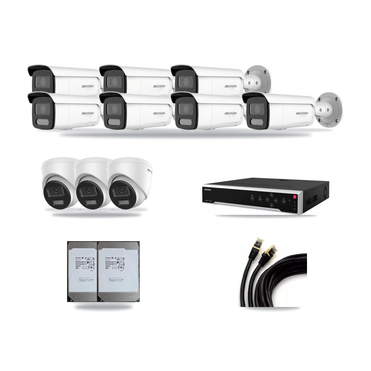 Hikvision 32-Channel 4K CCTV Kit — 3 Turret + 7 Bullet Cameras + 2× 14TB Recording - Image 1