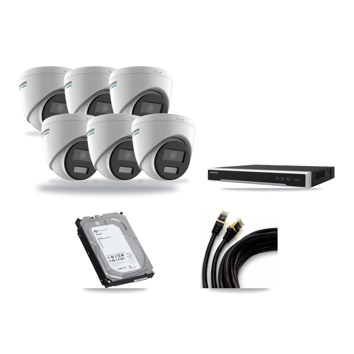 Hikvision 8-Channel 2MP CCTV Kit — 6 Turret Cameras + 6TB Recording (DS-7608NI-M2 Recorder) - Image 1