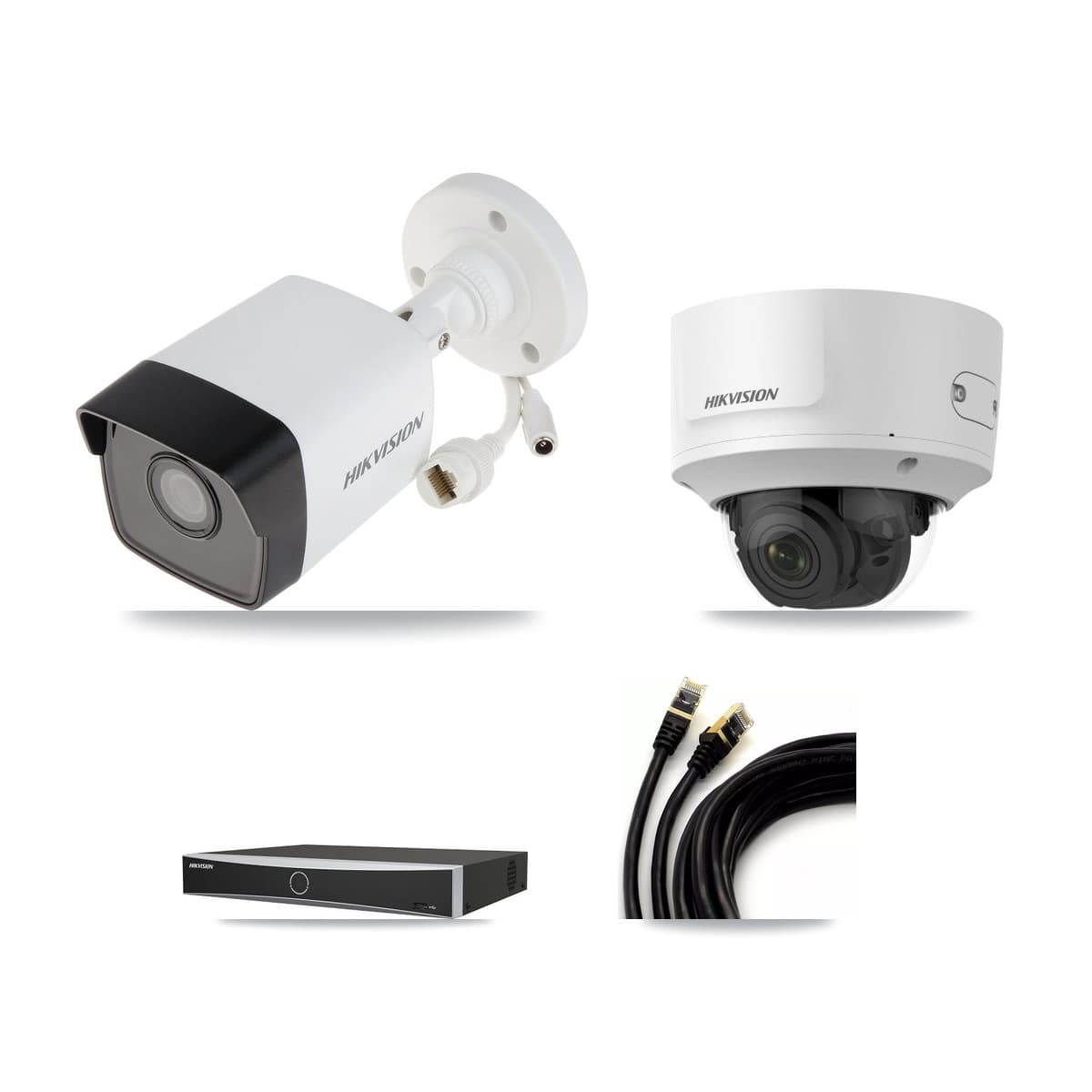 Hikvision 4-Channel 2MP – 5MP CCTV Kit — 2 5MP Bullet + 1 2MP Dome Cameras + 3TB Recording