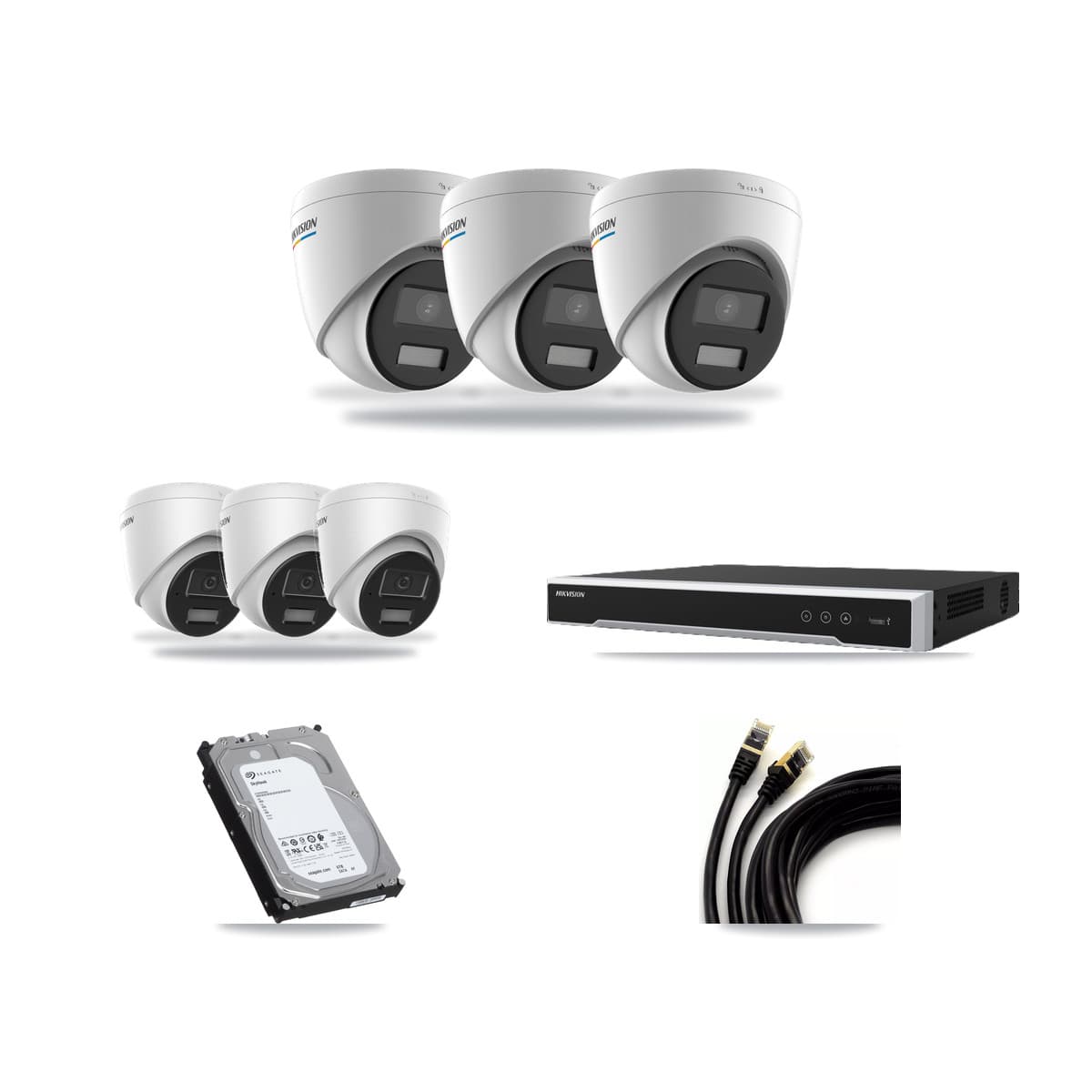 Hikvision 16-Channel 2MP – 4MP CCTV Kit — 3 2MP + 3 4MP Turret Cameras + 6TB Recording (DS-7616NI-M2 Recorder) - Image 1
