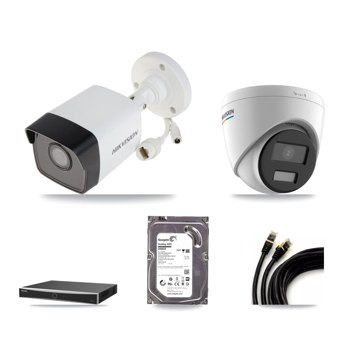 Hikvision 16-Channel 2MP – 5MP CCTV Kit — 1 5MP Bullet + 1 2MP Turret Cameras + 2TB Recording (DS-7616NXI Recorder)