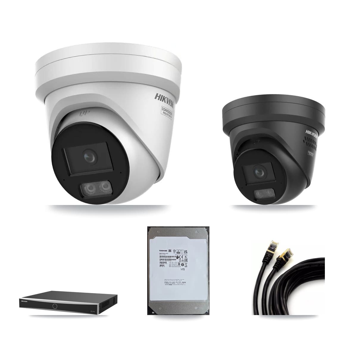 Hikvision 16-Channel 4K CCTV Kit — 3 + 1 Black Turret Cameras + 14TB Recording - Image 1