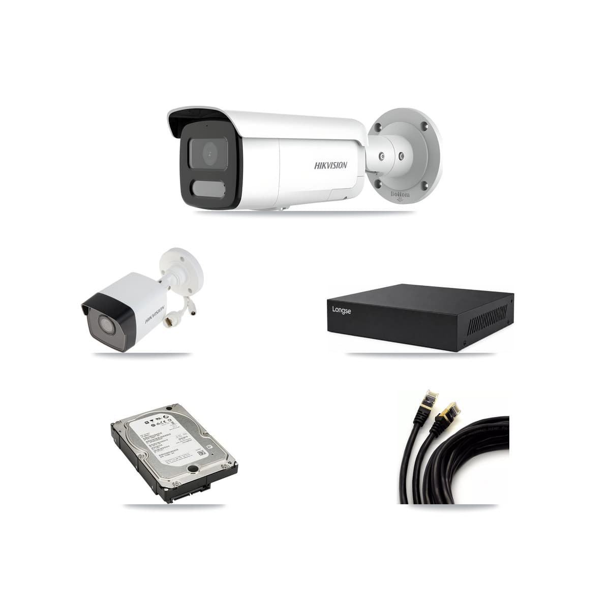 Hikvision & Longse 8-Channel 4MP – 5MP CCTV Kit — 1 5MP + 3 4MP Bullet Cameras + 5TB Recording