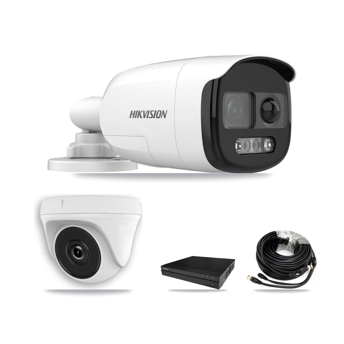 Hikvision & Prolux 8-Channel 2MP – 5MP CCTV Kit — 2 DS-2CE12KF3T 5MP Bullet + 1 White HDT-2MP-N20W 2MP Dome Cameras + 3TB Recording (PXD-5208AN Recorder)
