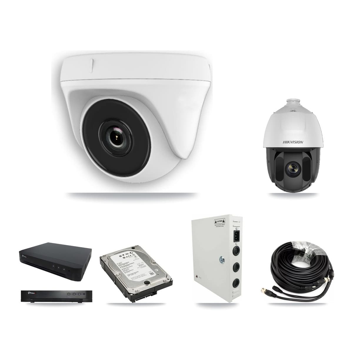 Hikvision & Prolux 16-Channel 2MP CCTV Kit — 1 PTZ + 7 Dome Cameras + 5TB Recording