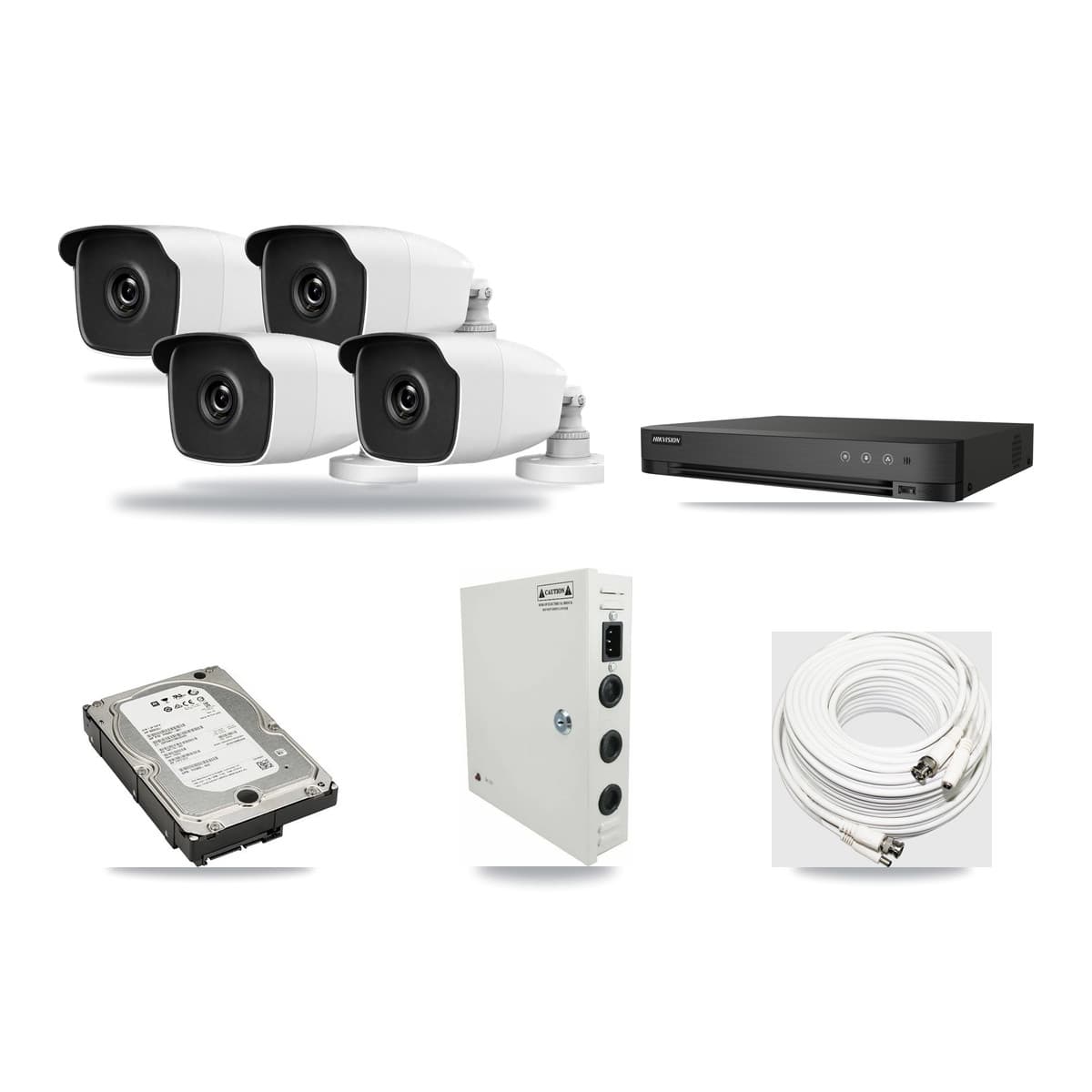 HiLook & Hikvision 4-Channel 3MP CCTV Kit — 4 Bullet Cameras + 5TB Recording (DS-7204HUHI Recorder) - Image 1
