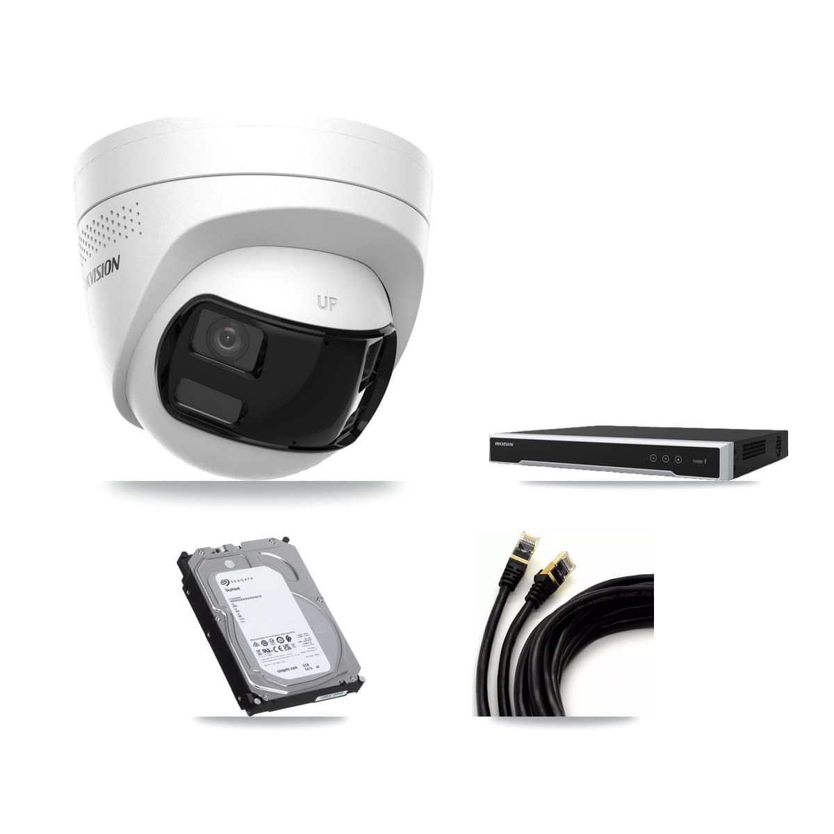 Hikvision 8-Channel 4K CCTV Kit — 2 DS-2CD1383G2P Turret Cameras + 6TB Recording (DS-7608NI-M2 Recorder)