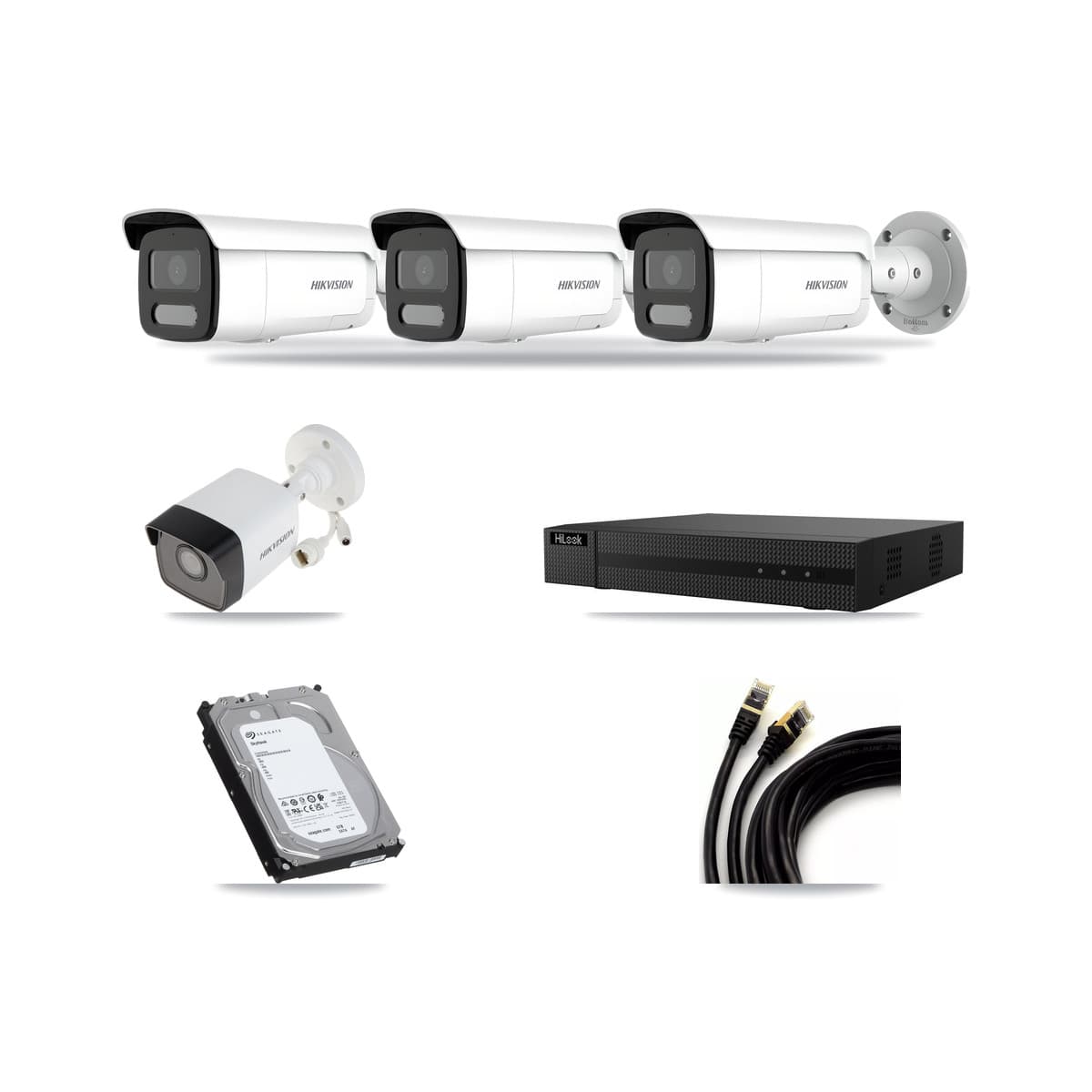 Hikvision & HiLook 8-Channel 4MP – 5MP CCTV Kit — 1 5MP + 3 4MP Bullet Cameras + 6TB Recording (NVR-108MH-D Recorder) - Image 1