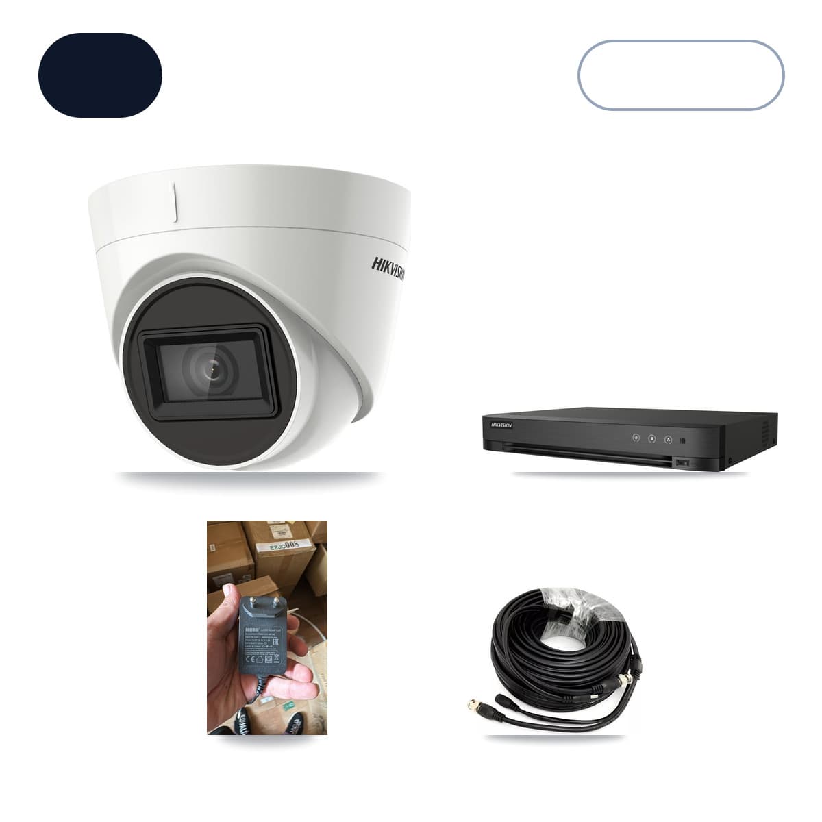 Hikvision 4-Channel 4K CCTV Kit — 1 DS-2CE78U1T Turret Camera + 3TB Recording (IDS-7204HUHI Recorder)