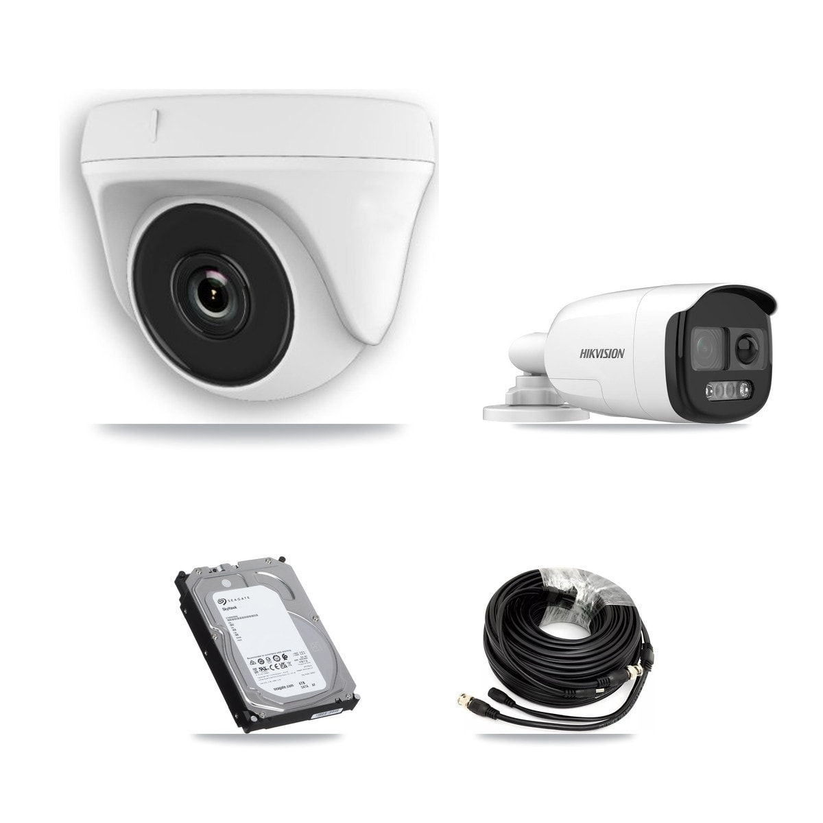 Hikvision & Prolux 8-Channel 2MP – 5MP CCTV Kit — 1 DS-2CE12KF3T 5MP Bullet + 7 White HDT-2MP-N20W 2MP Dome Cameras + 6TB Recording (PXD-5208AN Recorder) - Image 1