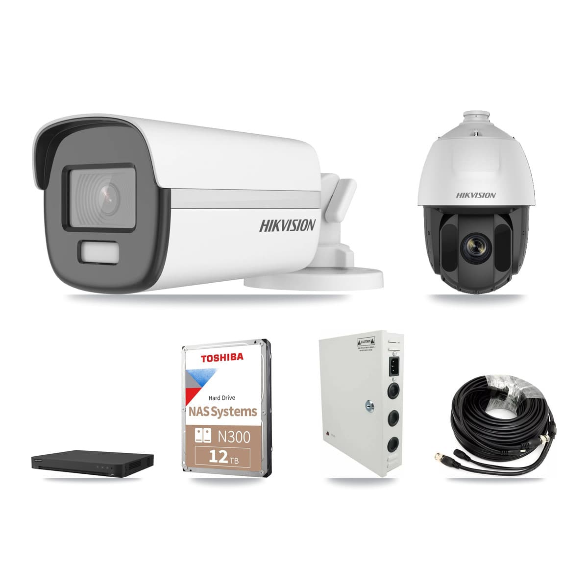 Hikvision 16-Channel 2MP – 4K CCTV Kit — 4 2MP PTZ + 10 4K Bullet Cameras + 2× 12TB Recording - Image 1