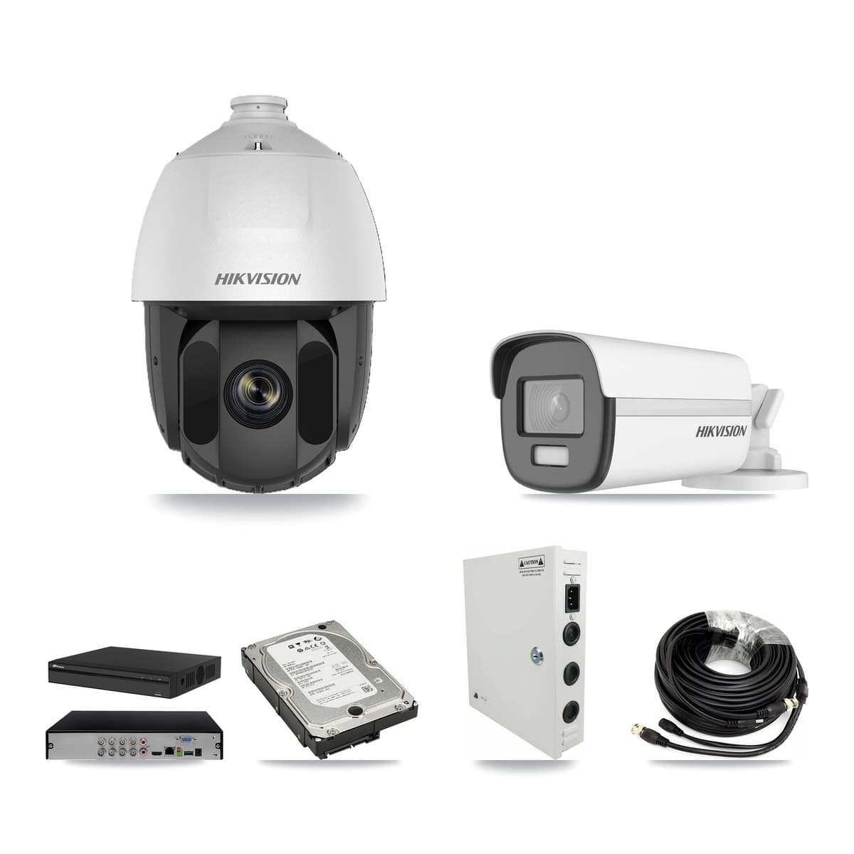 Hikvision & Prolux 8-Channel 2MP – 4K CCTV Kit — 3 DS-2AE5225TI 2MP PTZ + 1 DS-2CE12UF3T 4K Bullet Cameras + 5TB Recording - Image 1
