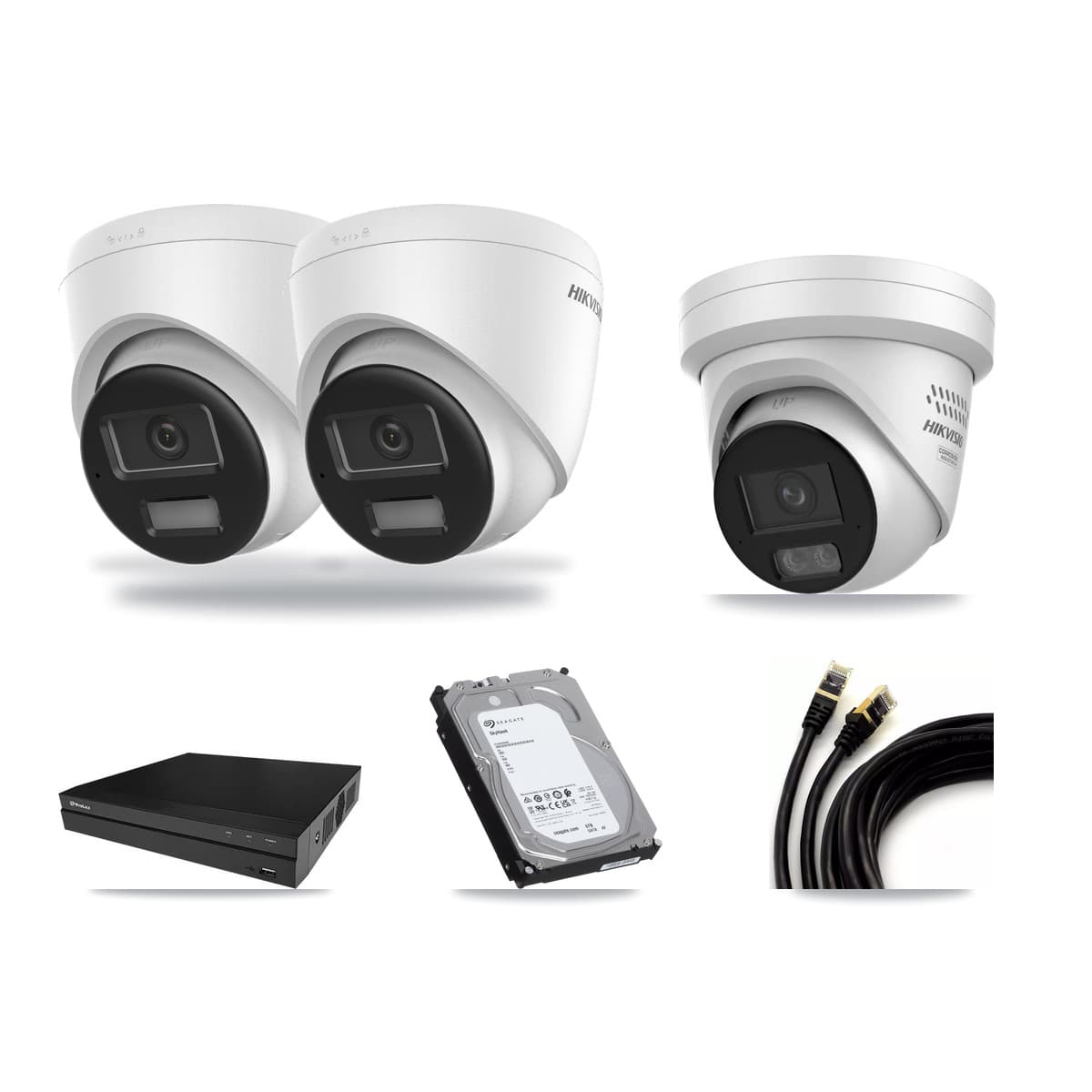 Hikvision & Prolux 8-Channel 4MP – 4K CCTV Kit — 2 4K + 1 4MP Turret Cameras + 6TB Recording - Image 1