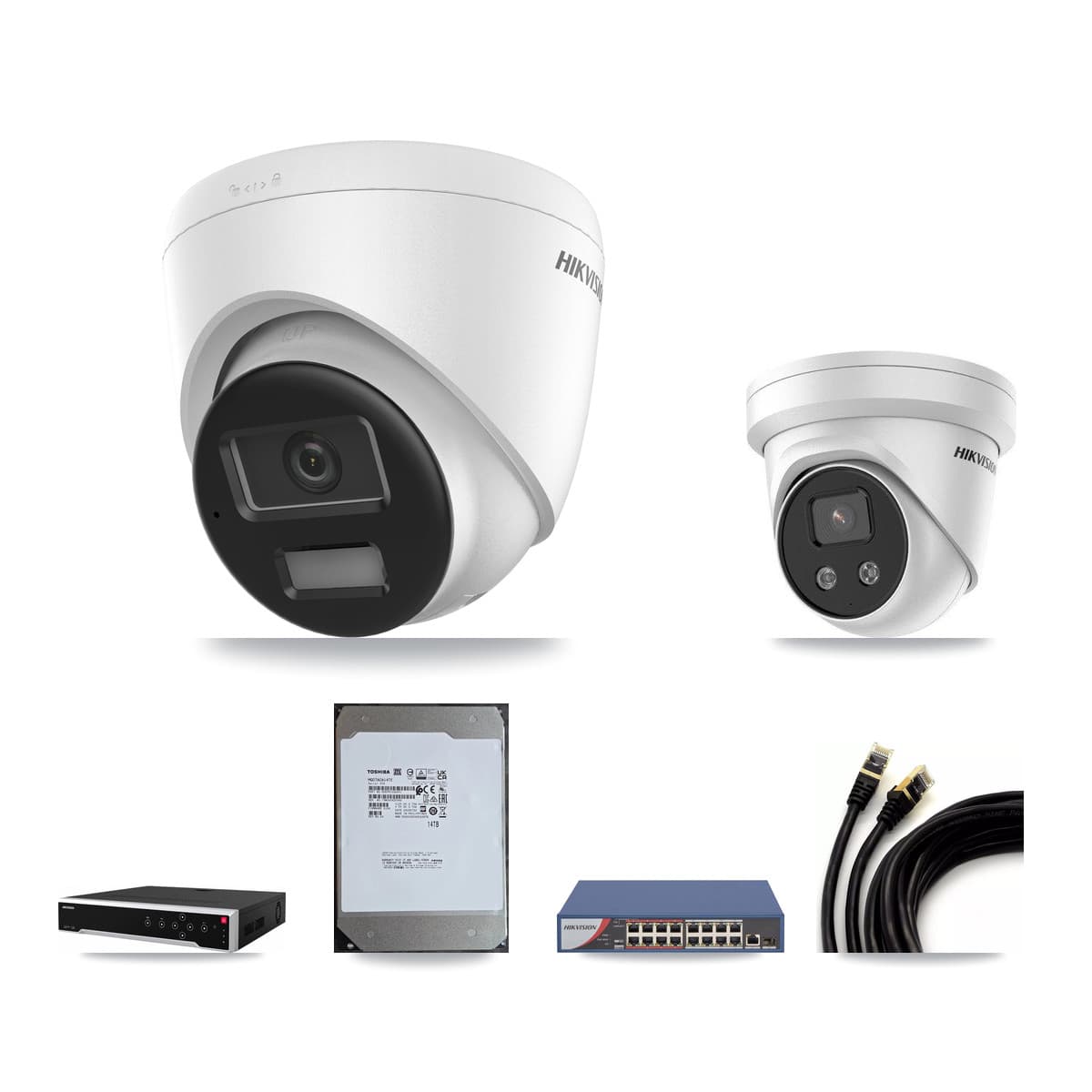 Hikvision 32-Channel 5MP – 4K CCTV Kit — 29 4K + 1 5MP Turret Cameras + 4× 14TB Recording