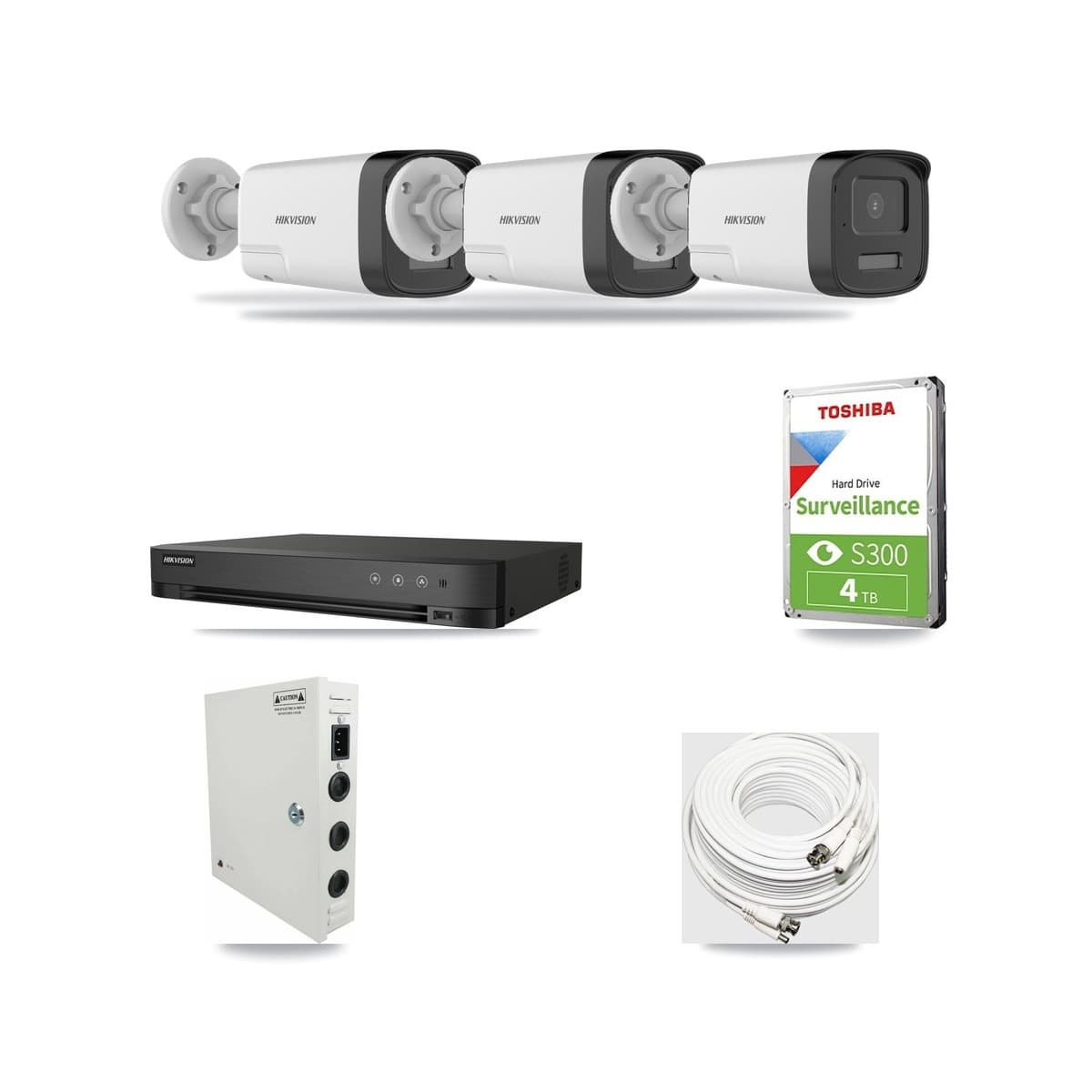 Hikvision 4-Channel 5MP CCTV Kit — 3 DS-2CE17K0T Bullet Cameras + 4TB Recording (DS-7204HUHI Recorder) - Image 1