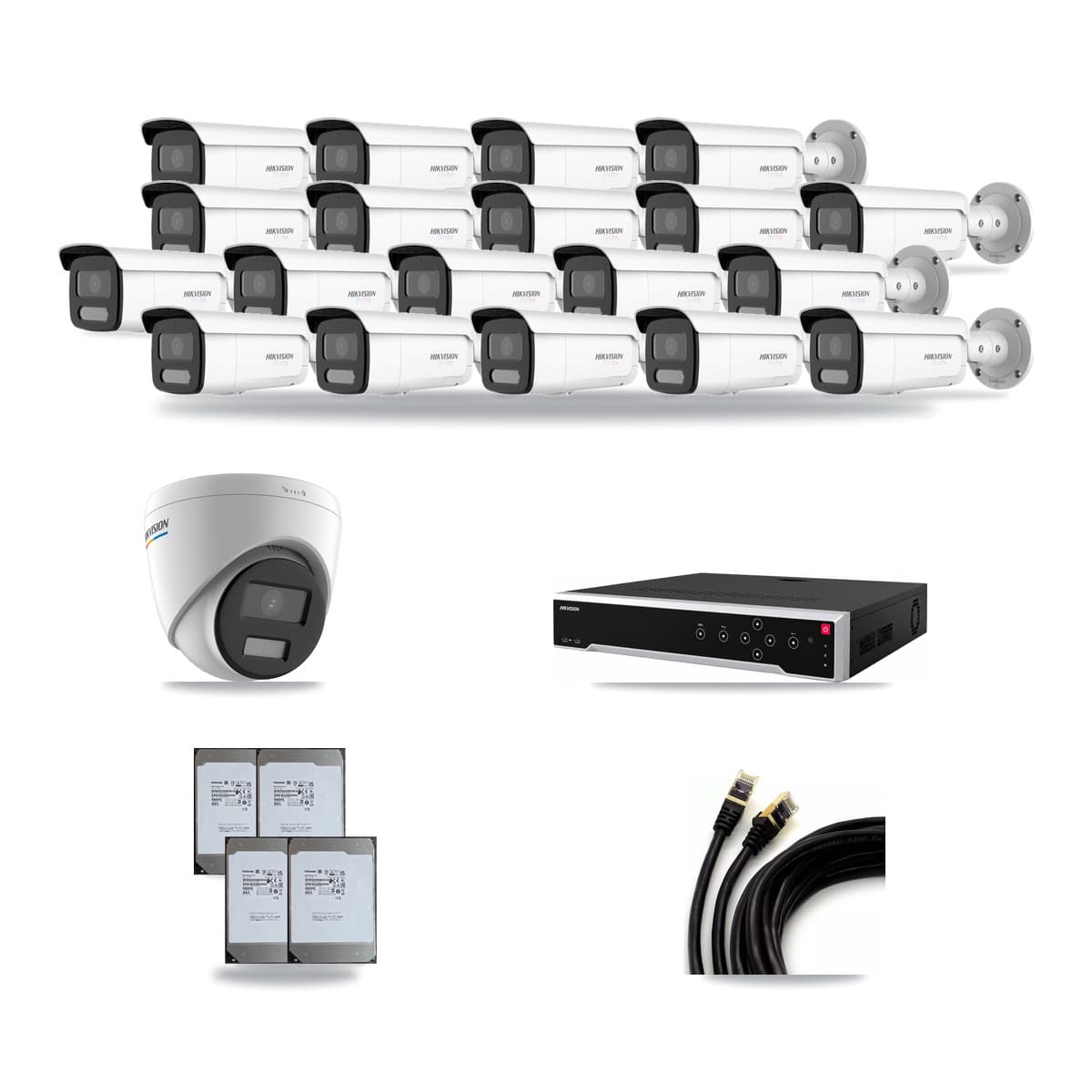 Hikvision 32-Channel 2MP – 4K CCTV Kit — 1 2MP Turret + 19 4K Bullet Cameras + 4× 14TB Recording - Image 1
