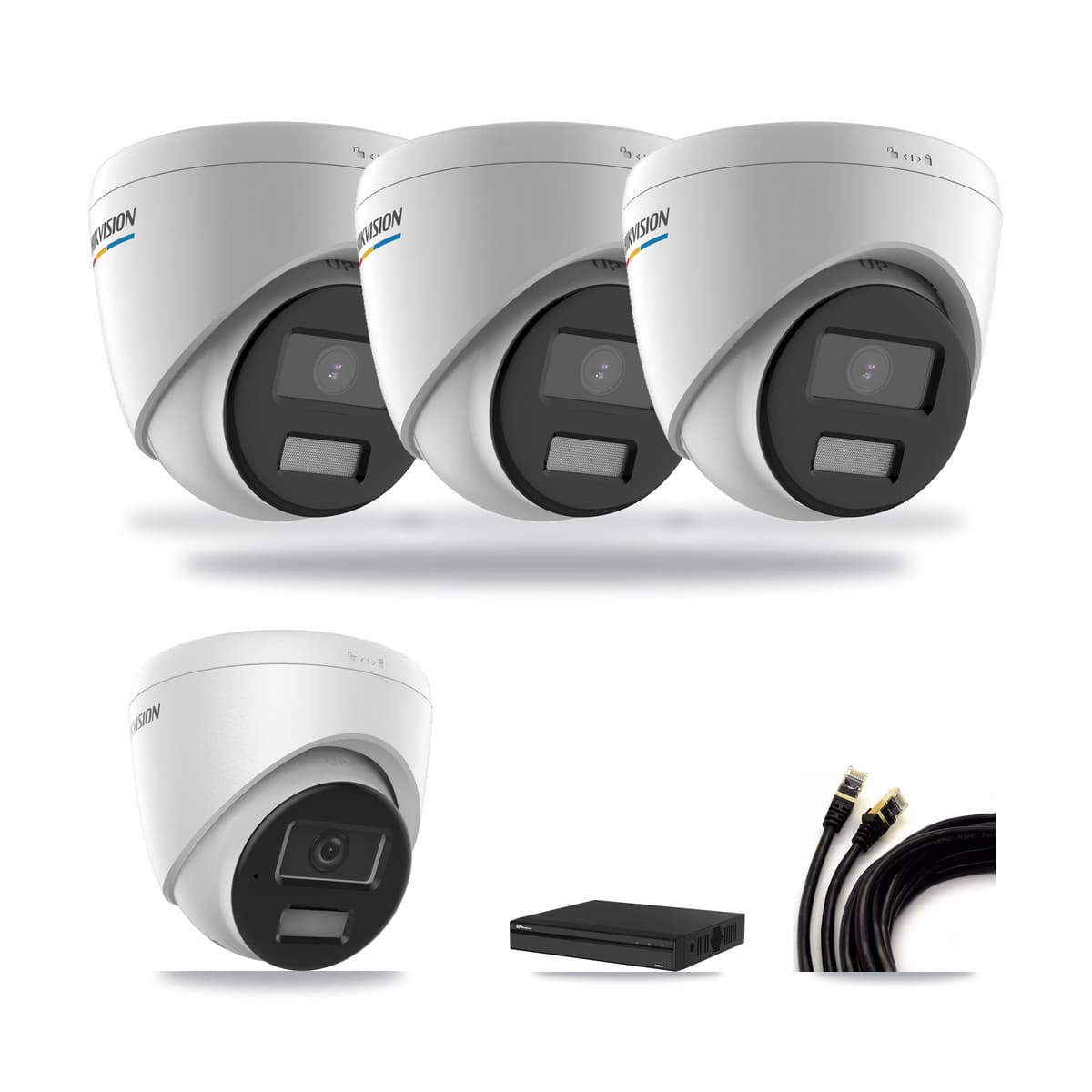 Hikvision & Prolux 4-Channel 2MP – 4MP CCTV Kit — 3 2MP + 1 4MP Turret Cameras + 3TB Recording - Image 1