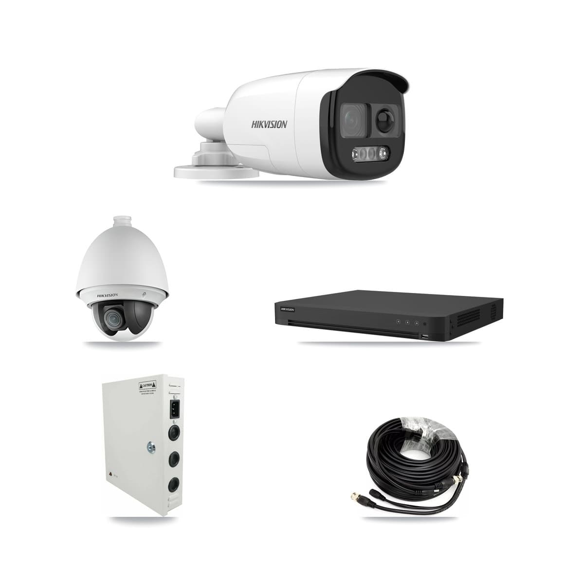 Hikvision 16-Channel 2MP – 5MP CCTV Kit — 1 DS-2AE4225T 2MP PTZ + 2 DS-2CE12KF3T 5MP Bullet Cameras + 3TB Recording (IDS-7216HUHI Recorder)