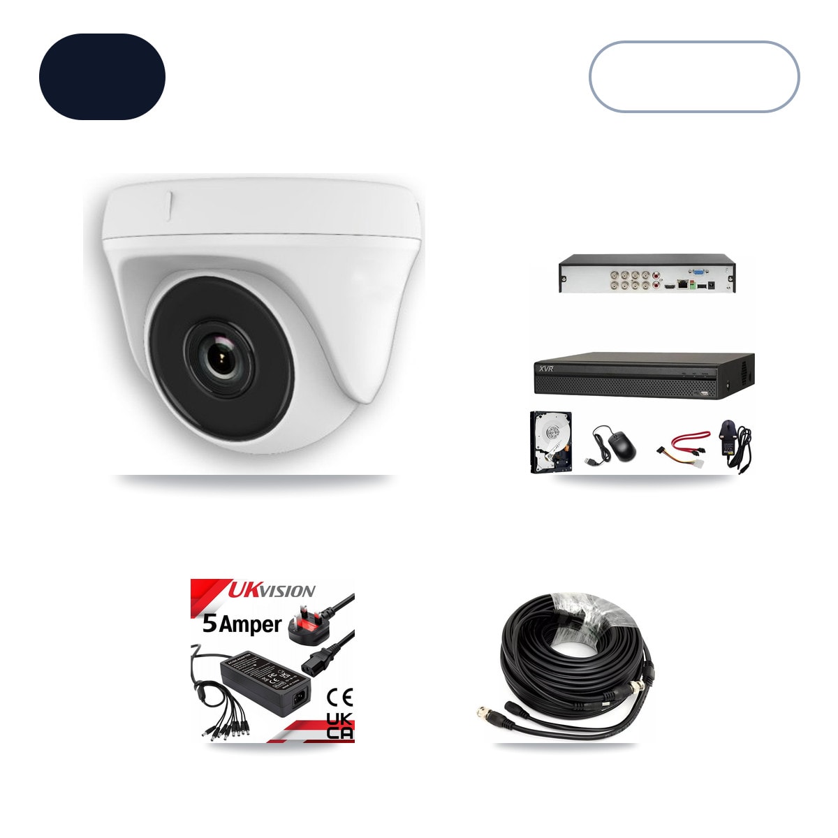 Dahua XVR-3108AD-4K 8-Channel DVR CCTV Kit — 6× HDT-2MP-N20W-2.8MM 2MP Cameras + 4TB HDD