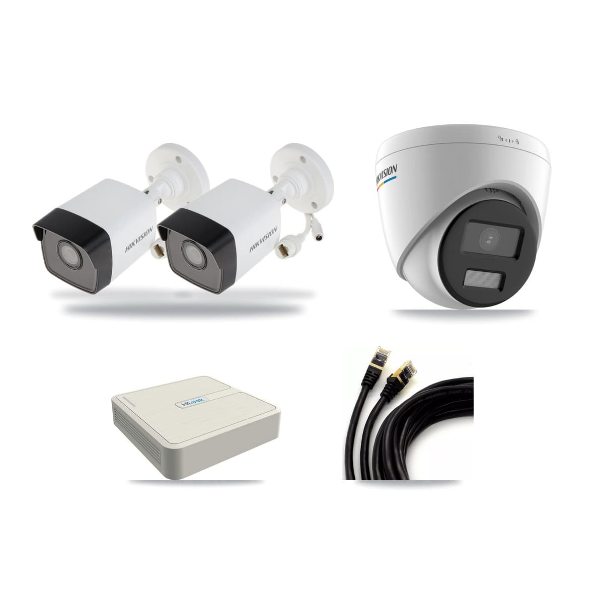 Hikvision & HiLook 8-Channel 2MP – 5MP CCTV Kit — 2 5MP Bullet + 1 2MP Turret Cameras + 3TB Recording (NVR-108H-D Recorder) - Image 1