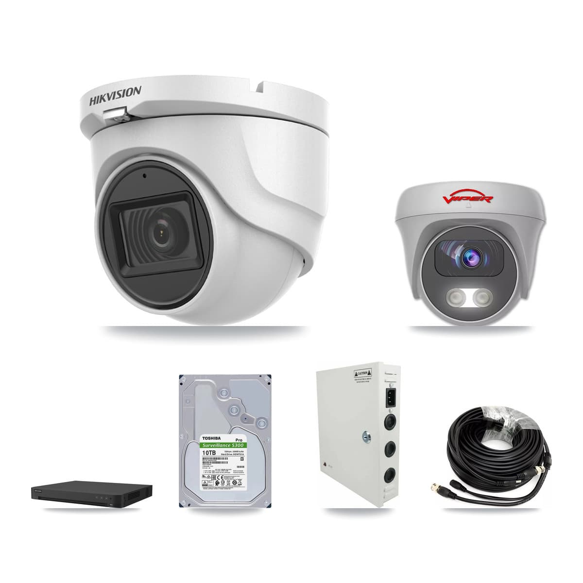 Hikvision & Viper 32-Channel 5MP CCTV Kit — 15 DS-2CE76H0T Turret + 1 VIPER-5MP-3K Cameras + 2× 10TB Recording - Image 1