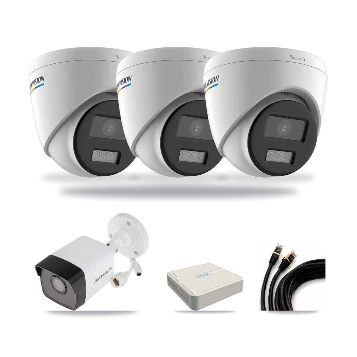 Hikvision & HiLook 8-Channel 2MP – 5MP CCTV Kit — 1 5MP Bullet + 3 2MP Turret Cameras + 3TB Recording (NVR-108H-D Recorder) - Image 1