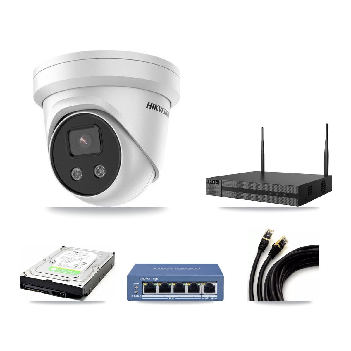 Hikvision & HiLook 4-Channel 5MP CCTV Kit — 1 Turret Camera + 1TB Recording