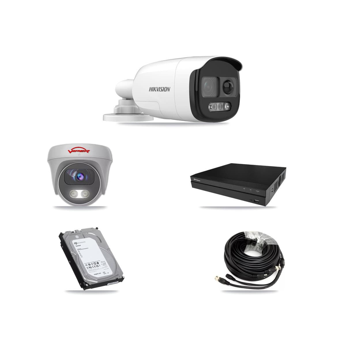 8-Channel 5MP CCTV Kit — 7 DS-2CE12KF3T Bullet + 1 VIPER-5MP-3K Cameras + 2× 6TB Recording - Image 1