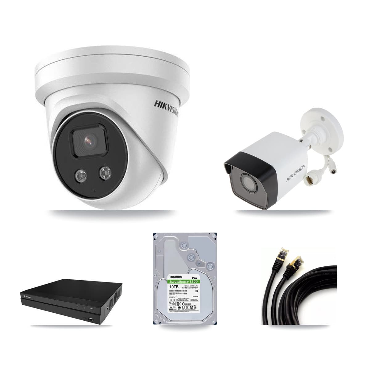 Hikvision & Prolux 8-Channel 5MP CCTV Kit — 2 Bullet + 6 Turret Cameras + 10TB Recording