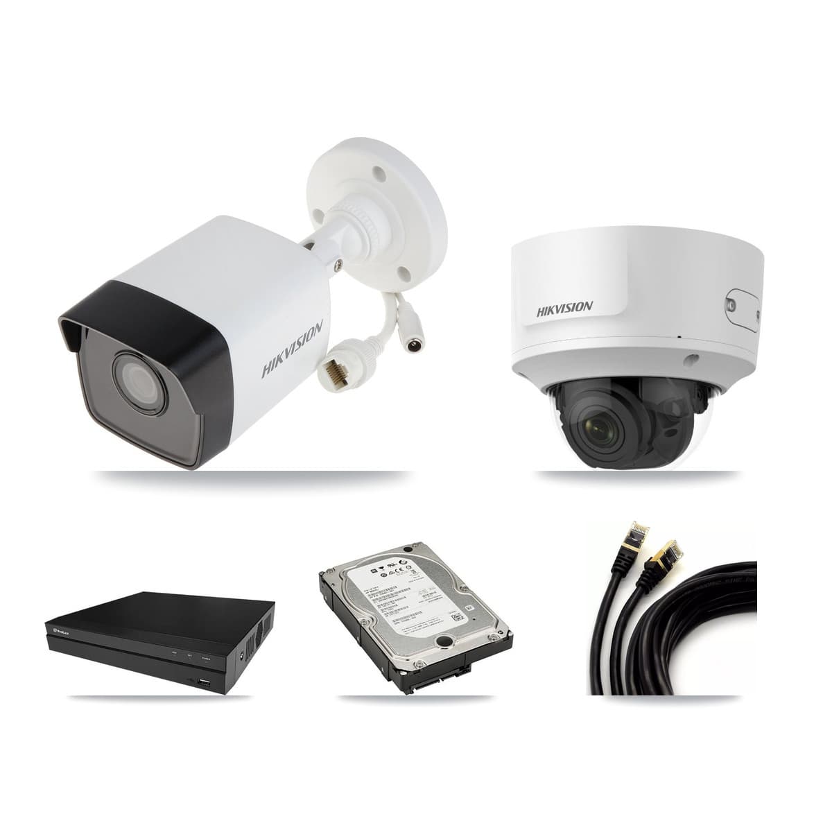 Hikvision & Prolux 8-Channel 2MP – 5MP CCTV Kit — 3 5MP Bullet + 1 2MP Dome Cameras + 5TB Recording