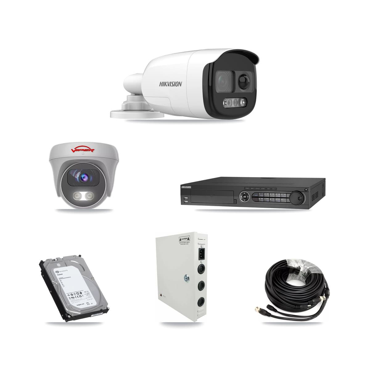 Hikvision & Viper 32-Channel 5MP CCTV Kit — 15 DS-2CE12KF3T Bullet + 1 White VIPER-5MP-3K Cameras + 3× 6TB Recording (IDS-7332HUHI Recorder) - Image 1