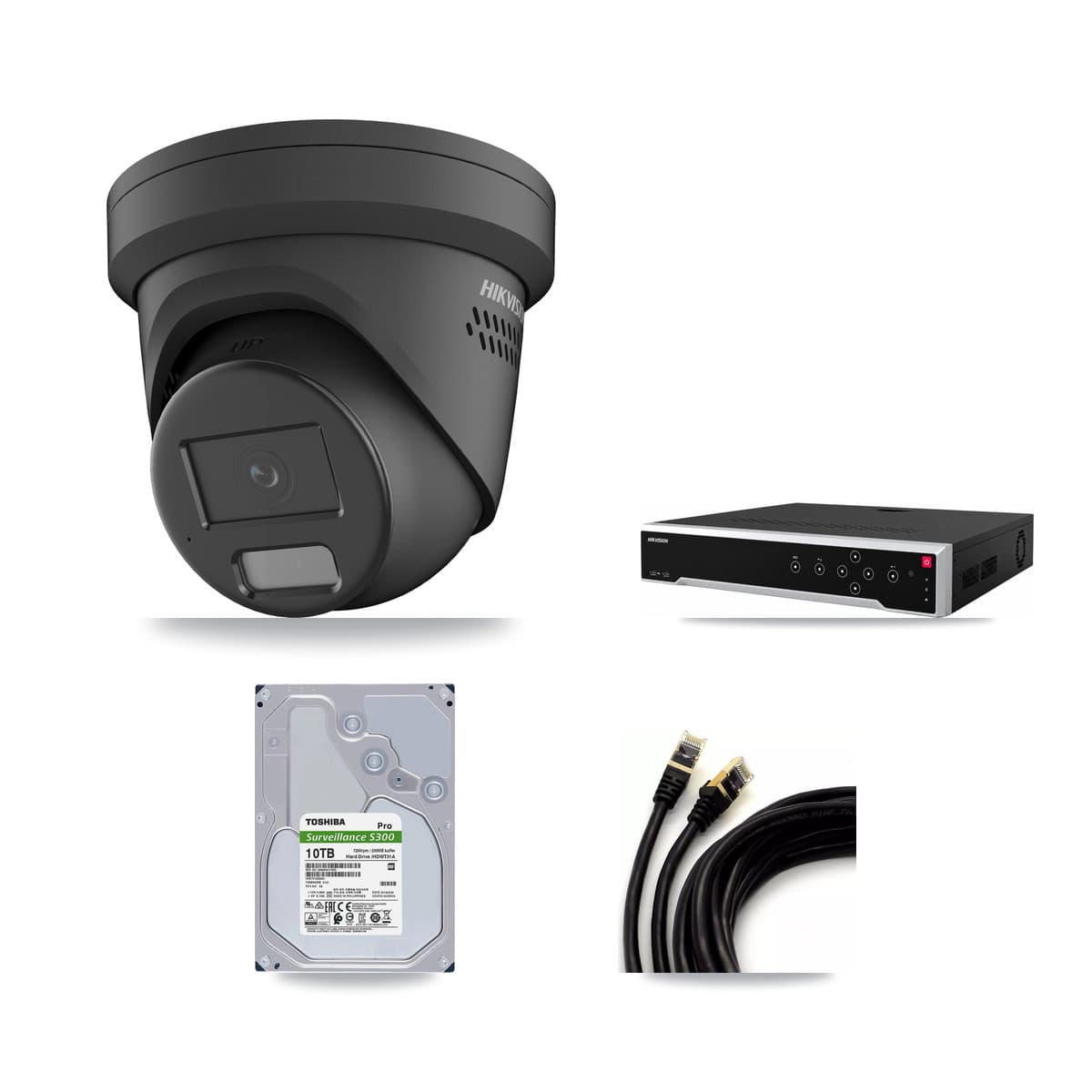 Hikvision 32-Channel 4MP CCTV Kit — 7 Black Turret Cameras + 10TB Recording