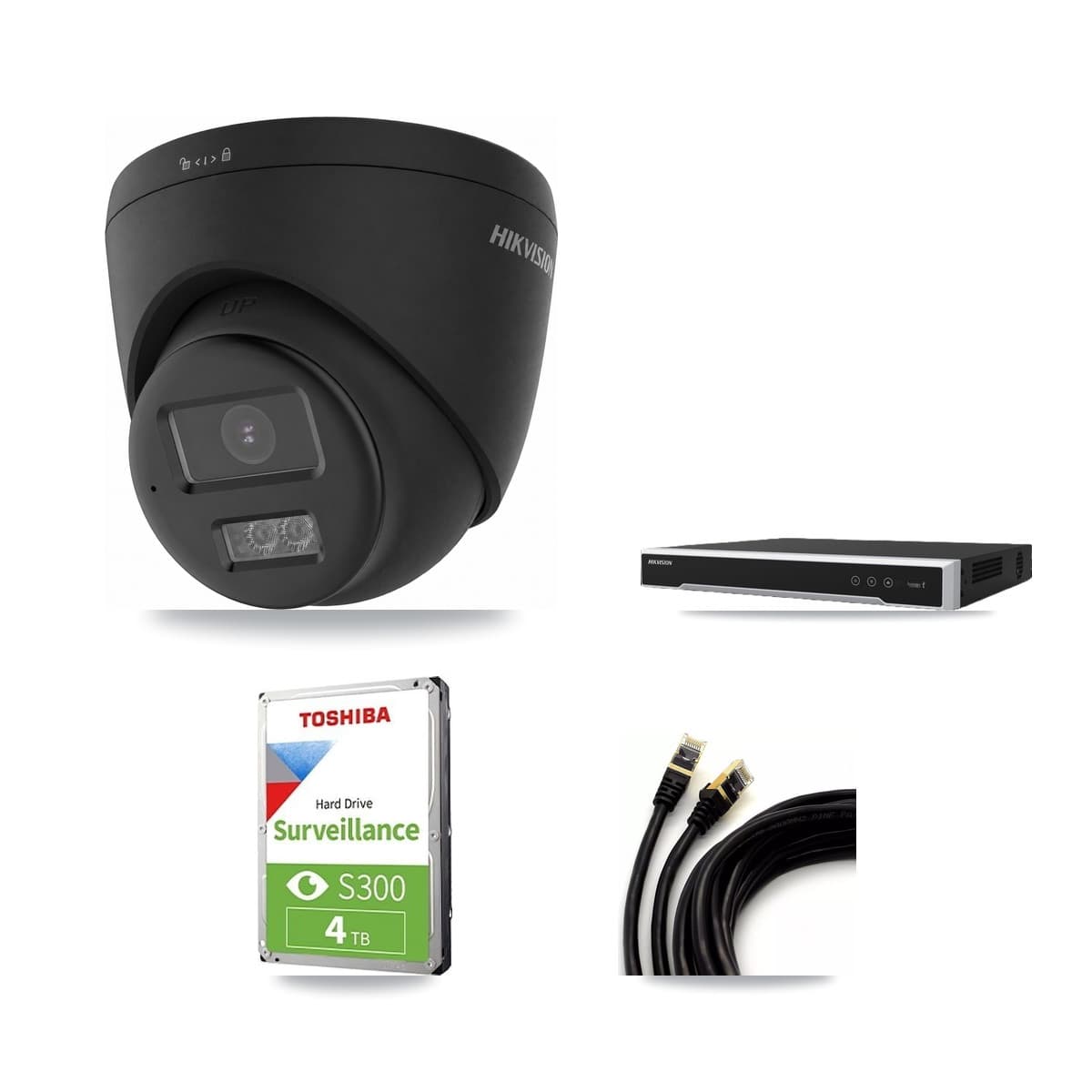 Hikvision 8-Channel 5MP – 4K CCTV Kit — 1 Black 4K Turret + 1 5MP Dome Cameras + 4TB Recording (DS-7608NI-M2 Recorder) - Image 1