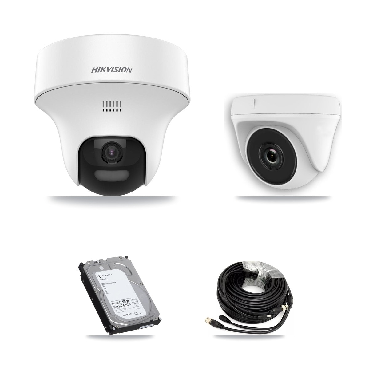 Hikvision & Prolux 8-Channel 2MP – 5MP CCTV Kit — 3 DS-2CE70K0T 5MP Turret + 3 White HDT-2MP-N20W 2MP Dome Cameras + 6TB Recording (PXD-5208AN Recorder)