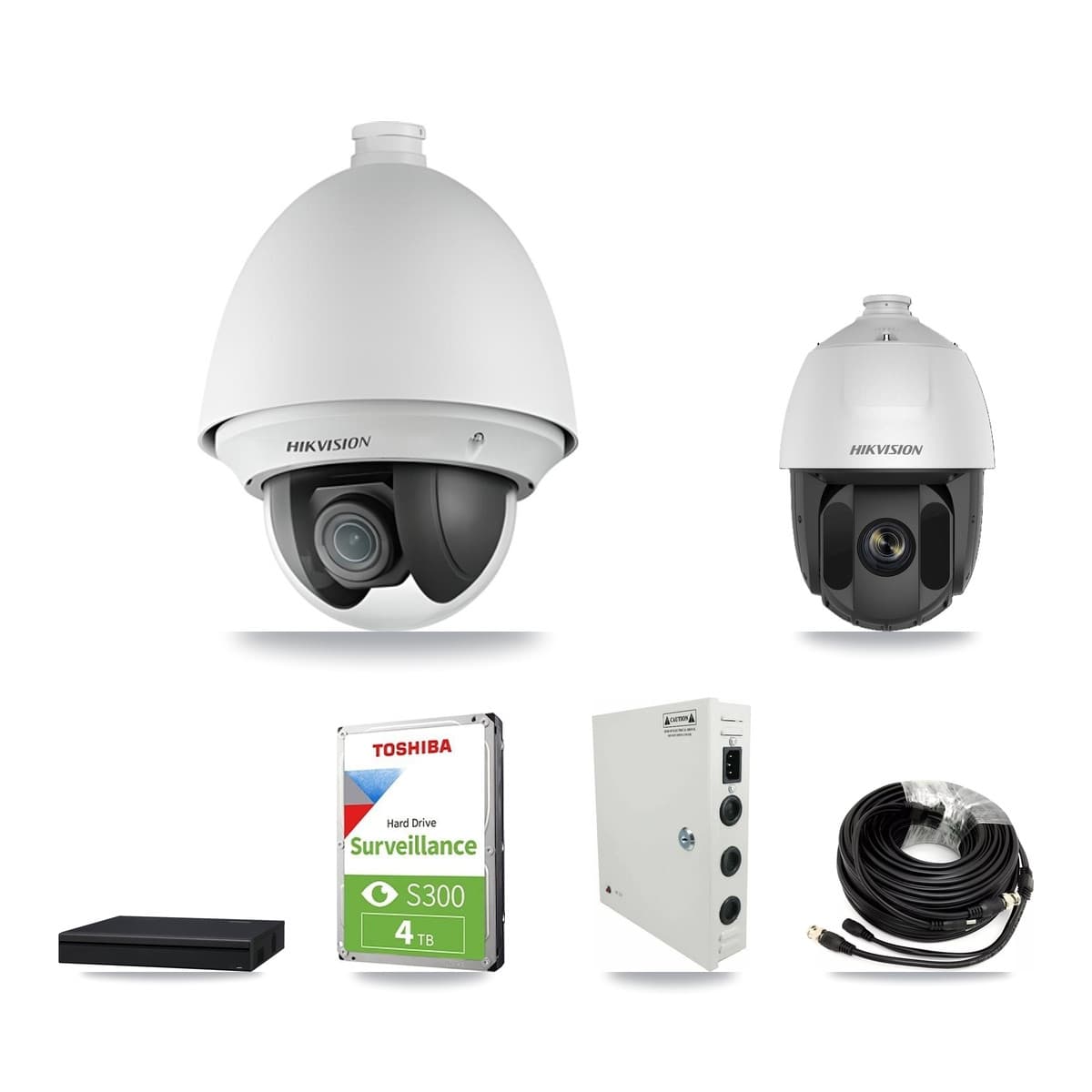 Hikvision 8-Channel 2MP CCTV Kit — 5 DS-2AE4225T + 1 DS-2AE5225TI PTZ Cameras + 4TB Recording (XVR-3108AD Recorder)