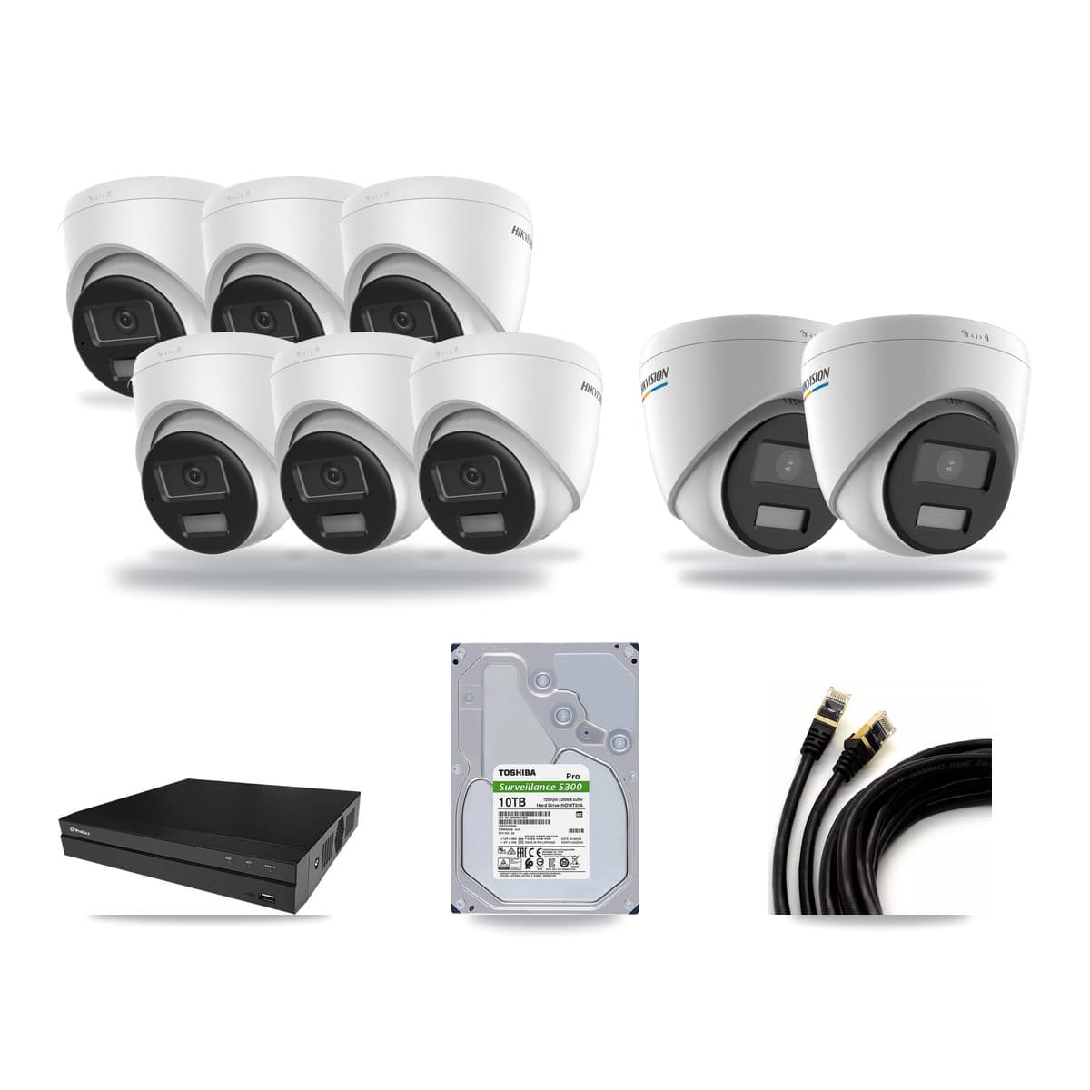 Hikvision & Prolux 8-Channel 2MP – 4K CCTV Kit — 2 2MP + 6 4K Turret Cameras + 10TB Recording - Image 1