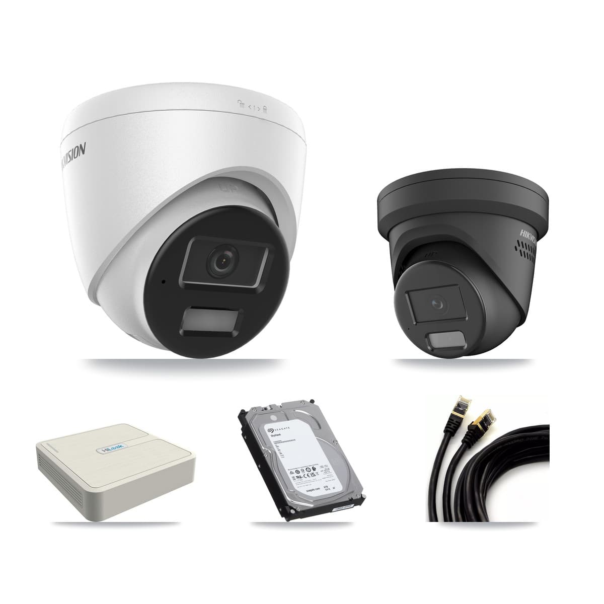 Hikvision & HiLook 8-Channel 4MP CCTV Kit — 4 DS-2CD1343G2 + 2 DS-2CD2347G2 Turret Cameras + 6TB Recording