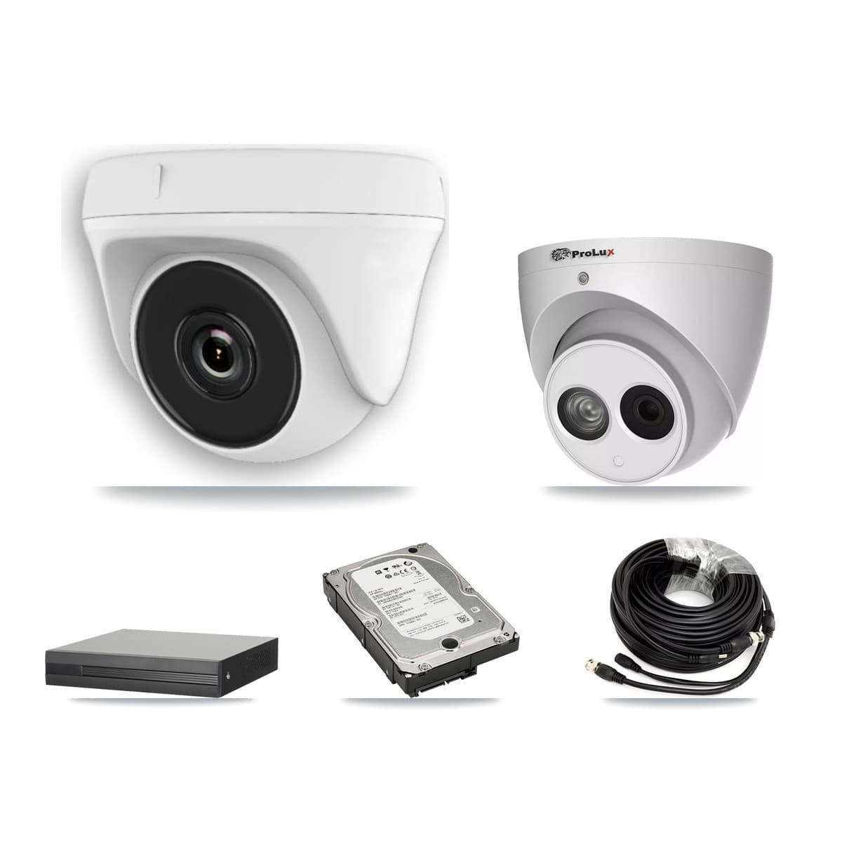 Prolux 16-Channel 2MP – 4MP CCTV Kit — 5 White 2MP Dome + 1 4MP Turret Cameras + 5TB Recording (XVR-3116HS Recorder) - Image 1
