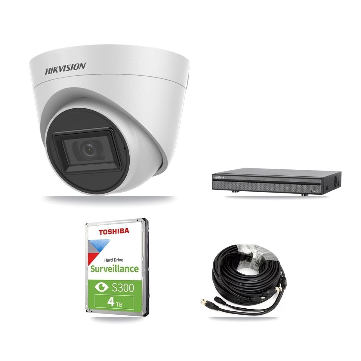 Hikvision & Dahua 8-Channel 5MP CCTV Kit — 3 White Turret Cameras + 4TB Recording