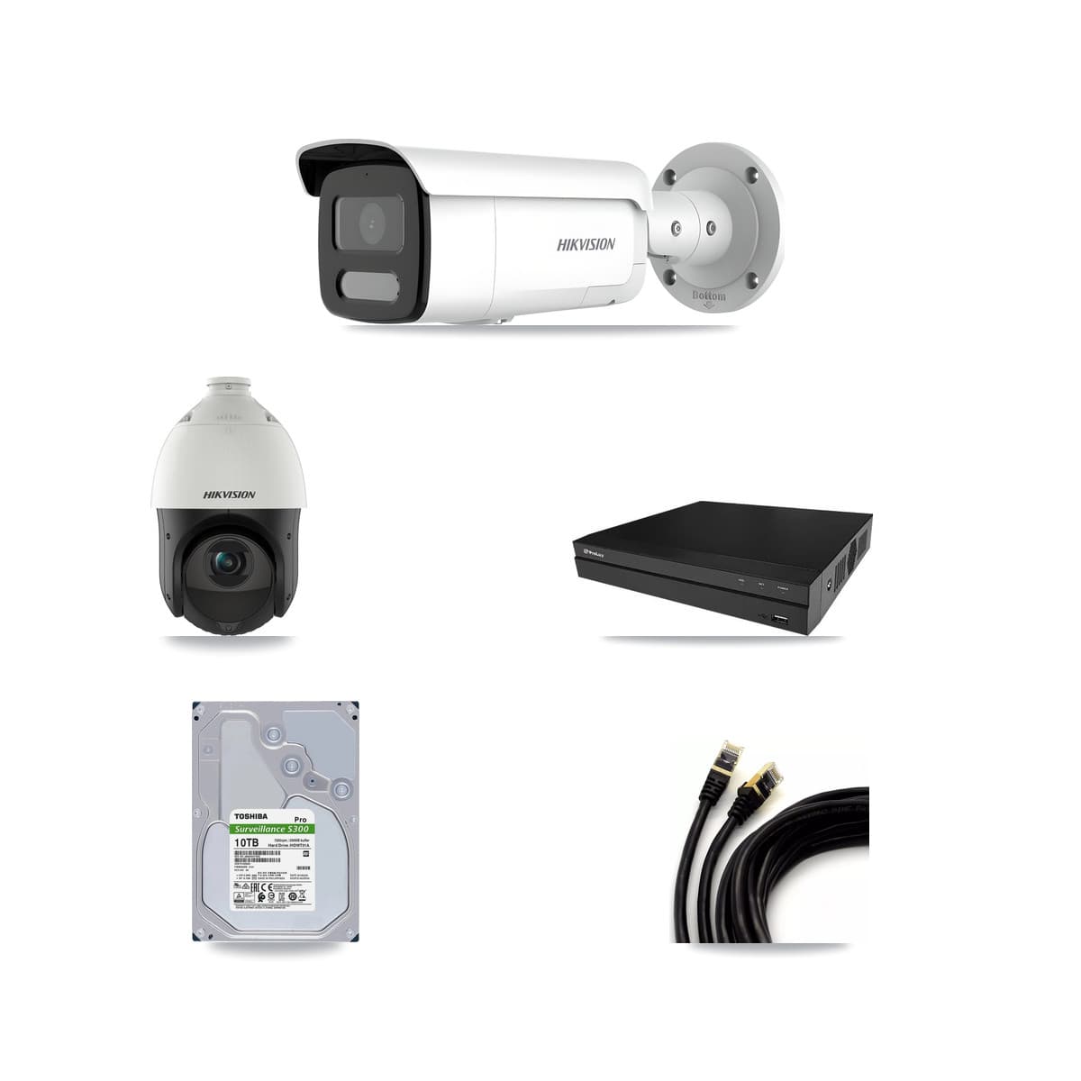 Hikvision & Prolux 8-Channel 4MP CCTV Kit — 7 Bullet + 1 PTZ Cameras + 10TB Recording
