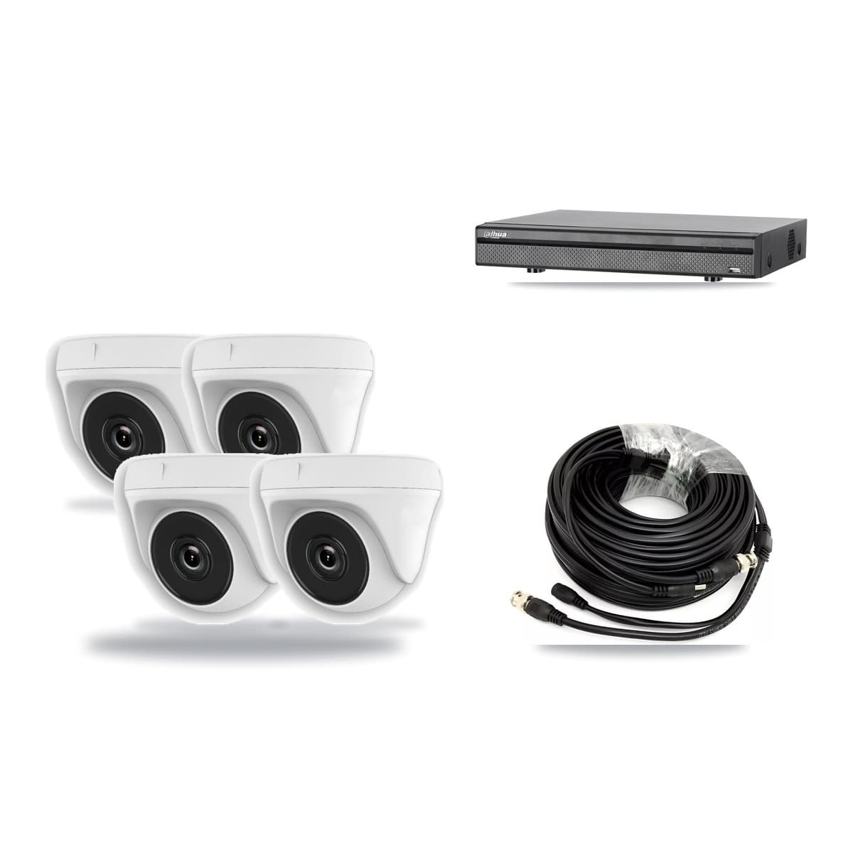 Dahua 8-Channel 2MP CCTV Kit — 4 White Dome Cameras + 3TB Recording (DH-XVR5108H Recorder) - Image 1