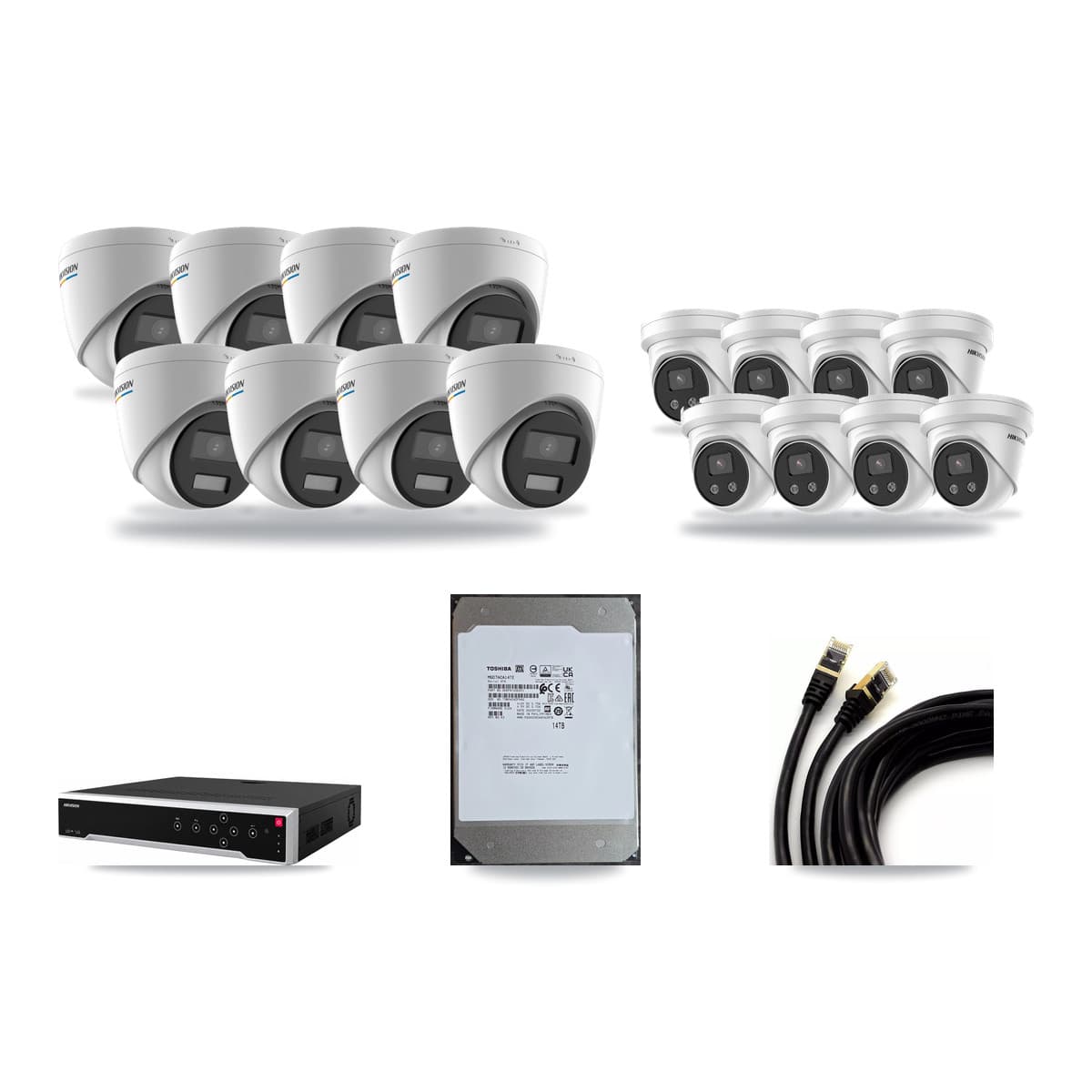 Hikvision 32-Channel 2MP – 5MP CCTV Kit — 8 2MP + 8 5MP Turret Cameras + 14TB Recording - Image 1