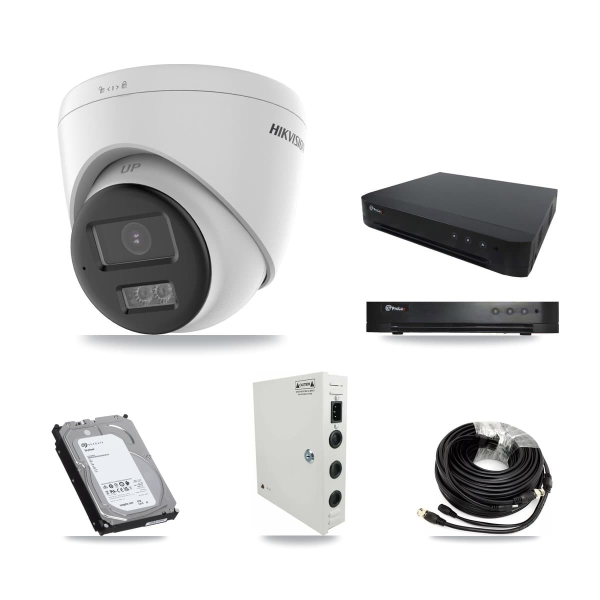 Hikvision & Prolux 16-Channel 5MP CCTV Kit — 16 DS-2CE78K0T-LTS Turret Cameras + 6TB Recording (PXD-8216-HYK4MP Recorder)